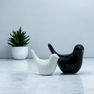 Ceramic Bird Set of 2 Black & White